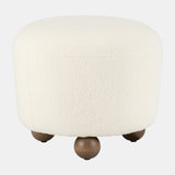 Round Ottoman W/ Ball Feet, Beige from Sagebrook Home - Luna Furniture