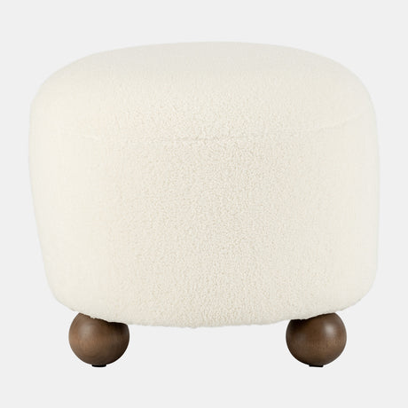 Round Ottoman W/ Ball Feet, Beige from Sagebrook Home - Luna Furniture