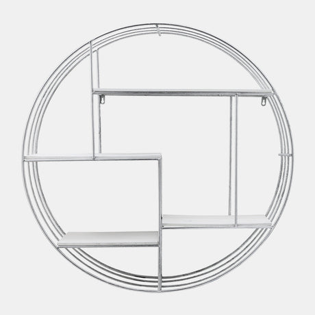 Round Wood/metal Wall Shelf White/silver from Sagebrook Home - Luna Furniture