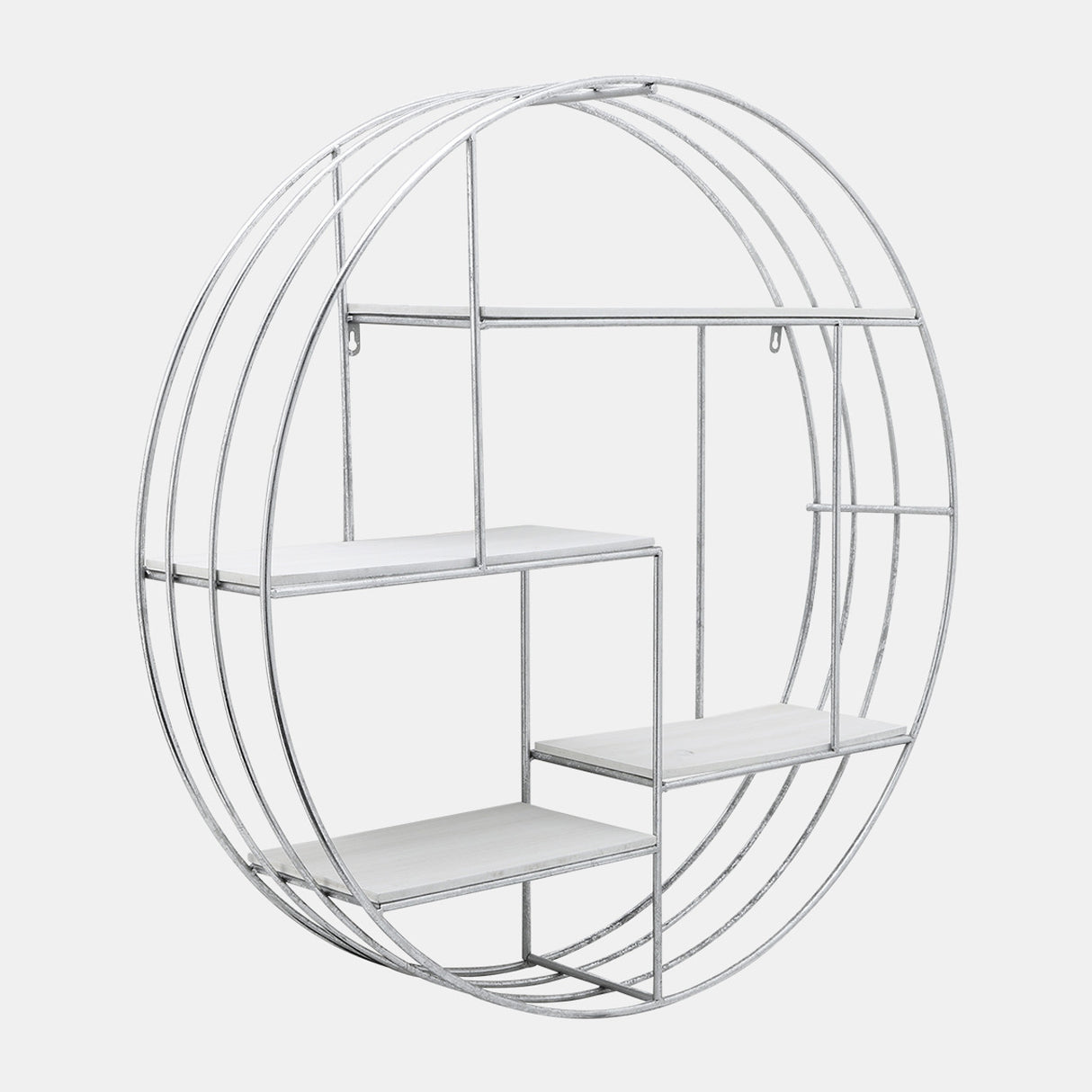 Round Wood/metal Wall Shelf White/silver from Sagebrook Home - Luna Furniture