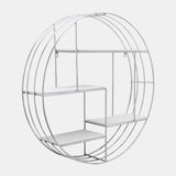 Round Wood/metal Wall Shelf White/silver from Sagebrook Home - Luna Furniture