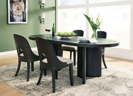 Rowanbeck Dining Table and 4 Chairs in Black - PKG018648