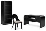 Rowanbeck Home Office Desk with Chair and Storage in Black - PKG018528