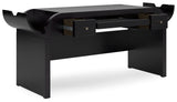 Rowanbeck Home Office Desk with Chair and Storage in Black - PKG018528