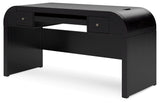 Rowanbeck Home Office Desk with Chair and Storage in Black - PKG018528