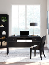 Rowanbeck Home Office Desk with Chair in Black - PKG018527