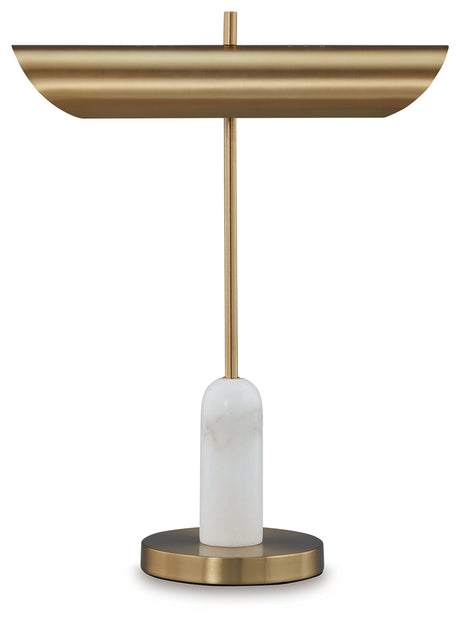 Rowleigh Gold Finish/White Desk Lamp from Ashley - Luna Furniture