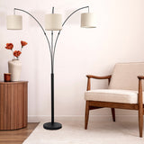 Royal 3-Arm Metal Arc Floor Lamp, Oil Rubbed Bonze with Linen Shade, 4 way Rotary Switch - FLL03701501