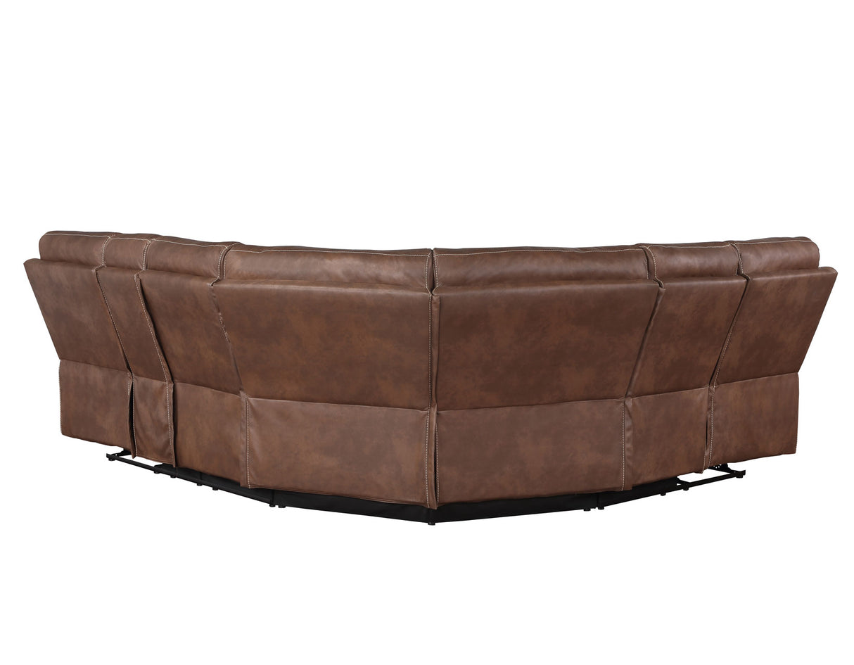 Rudger 3-Piece Manual Reclining Sectional, Chestnut from Steve Silver - Luna Furniture