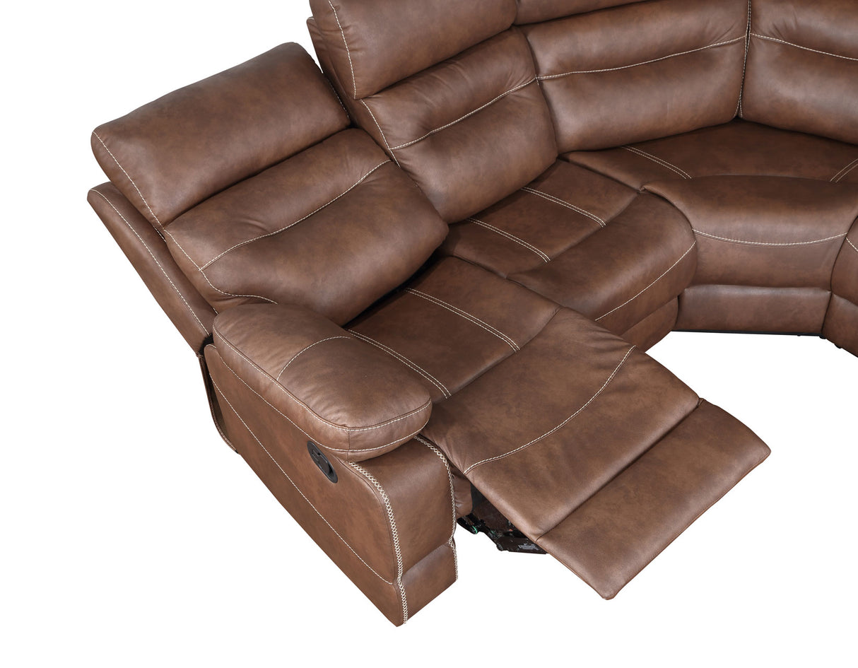 Rudger 3-Piece Manual Reclining Sectional, Chestnut from Steve Silver - Luna Furniture