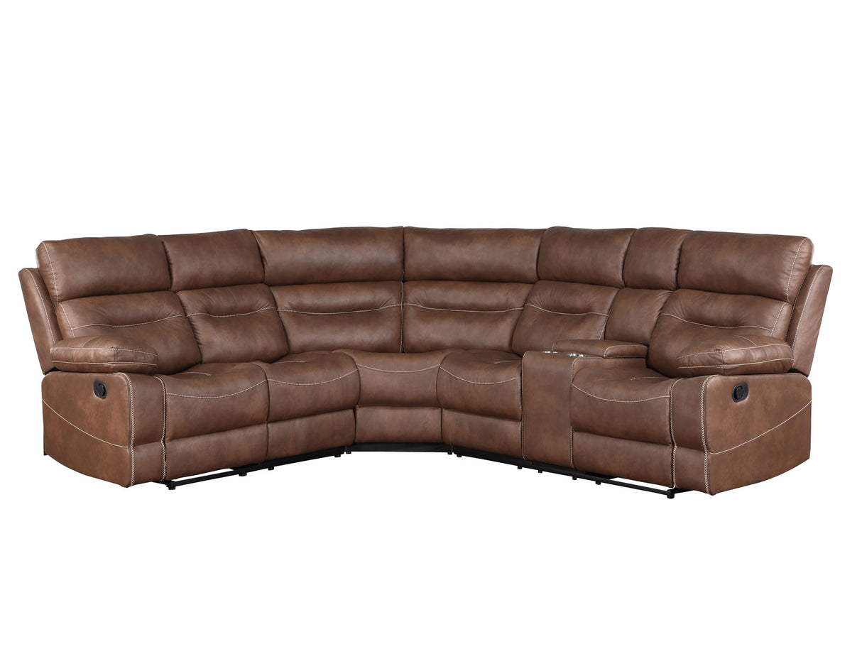 Rudger 3-Piece Manual Reclining Sectional, Chestnut from Steve Silver - Luna Furniture