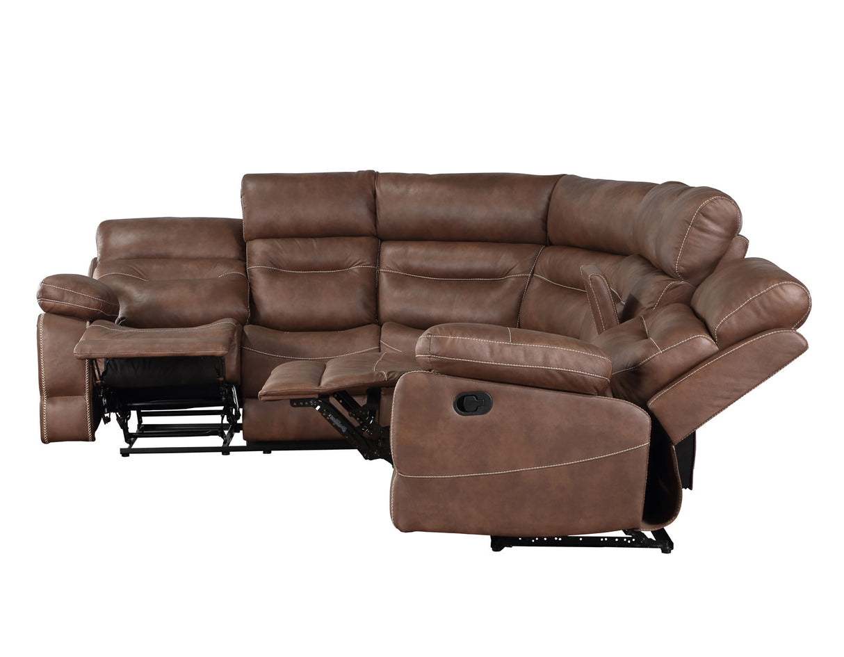 Rudger 3-Piece Manual Reclining Sectional, Chestnut from Steve Silver - Luna Furniture