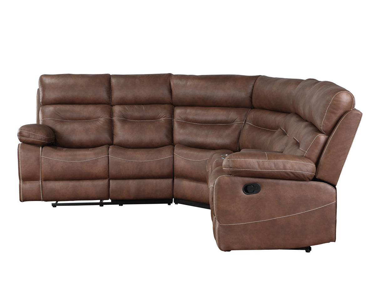 Rudger 3-Piece Manual Reclining Sectional, Chestnut from Steve Silver - Luna Furniture