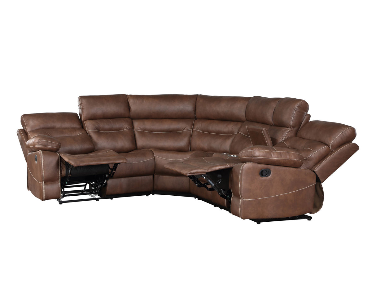 Rudger 3-Piece Manual Reclining Sectional, Chestnut from Steve Silver - Luna Furniture