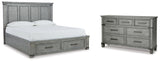 Russelyn California King Storage Bed with Dresser in Gray from Ashley - Luna Furniture