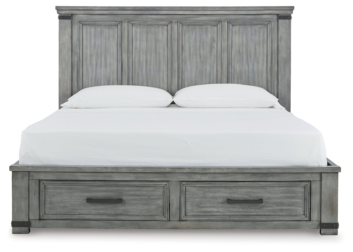 Russelyn California King Storage Bed with Dresser in Gray from Ashley - Luna Furniture