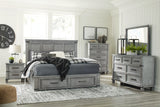 Russelyn California King Storage Bed with Mirrored Dresser, Chest and 2 Nightstands in Gray from Ashley - Luna Furniture