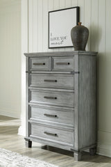 Russelyn California King Storage Bed with Mirrored Dresser, Chest and 2 Nightstands in Gray from Ashley - Luna Furniture