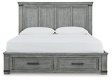 Russelyn California King Storage Bed with Mirrored Dresser, Chest and 2 Nightstands in Gray from Ashley - Luna Furniture