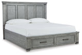 Russelyn California King Storage Bed with Mirrored Dresser in Gray from Ashley - Luna Furniture