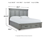 Russelyn California King Storage Bed with Mirrored Dresser in Gray from Ashley - Luna Furniture