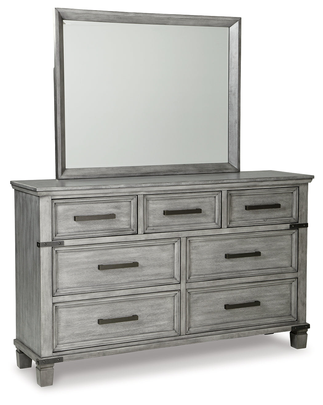 Russelyn King Storage Bed with Mirrored Dresser and Chest in Gray from Ashley - Luna Furniture