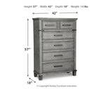 Russelyn King Storage Bed with Mirrored Dresser, Chest and 2 Nightstands in Gray from Ashley - Luna Furniture