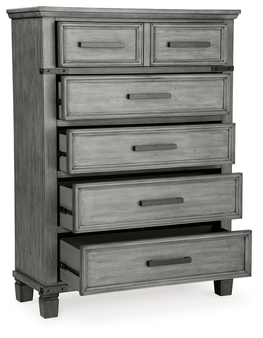 Russelyn King Storage Bed with Mirrored Dresser, Chest and 2 Nightstands in Gray from Ashley - Luna Furniture