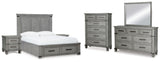 Russelyn Queen Storage Bed with Mirrored Dresser, Chest and 2 Nightstands in Gray from Ashley - Luna Furniture