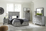 Russelyn Queen Storage Bed with Mirrored Dresser, Chest and 2 Nightstands in Gray from Ashley - Luna Furniture