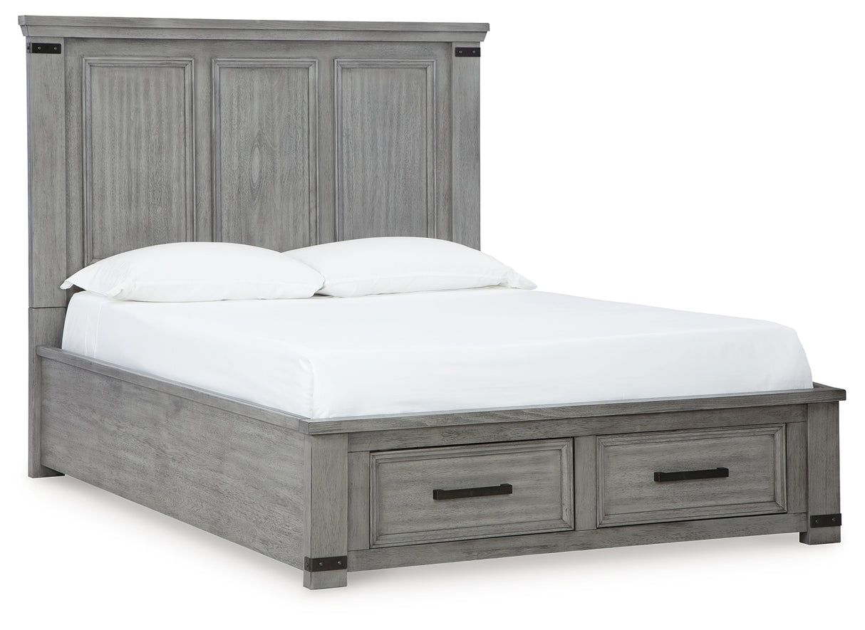 Russelyn Queen Storage Bed with Mirrored Dresser, Chest and 2 Nightstands in Gray from Ashley - Luna Furniture