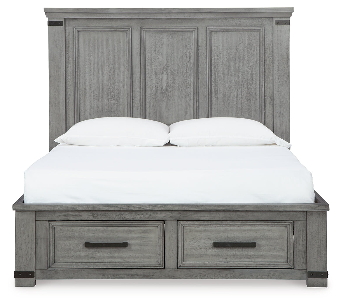 Russelyn Queen Storage Bed with Mirrored Dresser, Chest and 2 Nightstands in Gray from Ashley - Luna Furniture