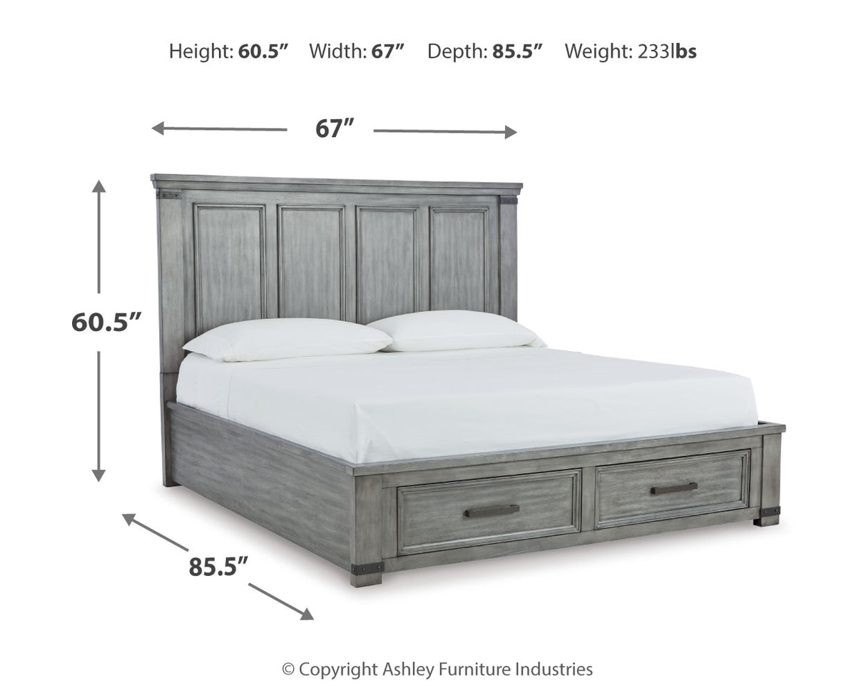 Russelyn Queen Storage Bed with Mirrored Dresser in Gray from Ashley - Luna Furniture