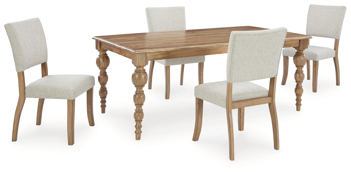 Rybergston Dining Table and 4 Chairs in Light Brown - PKG020802