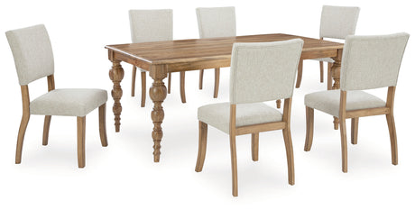 Rybergston Dining Table and 6 Chairs in Light Brown - PKG020803