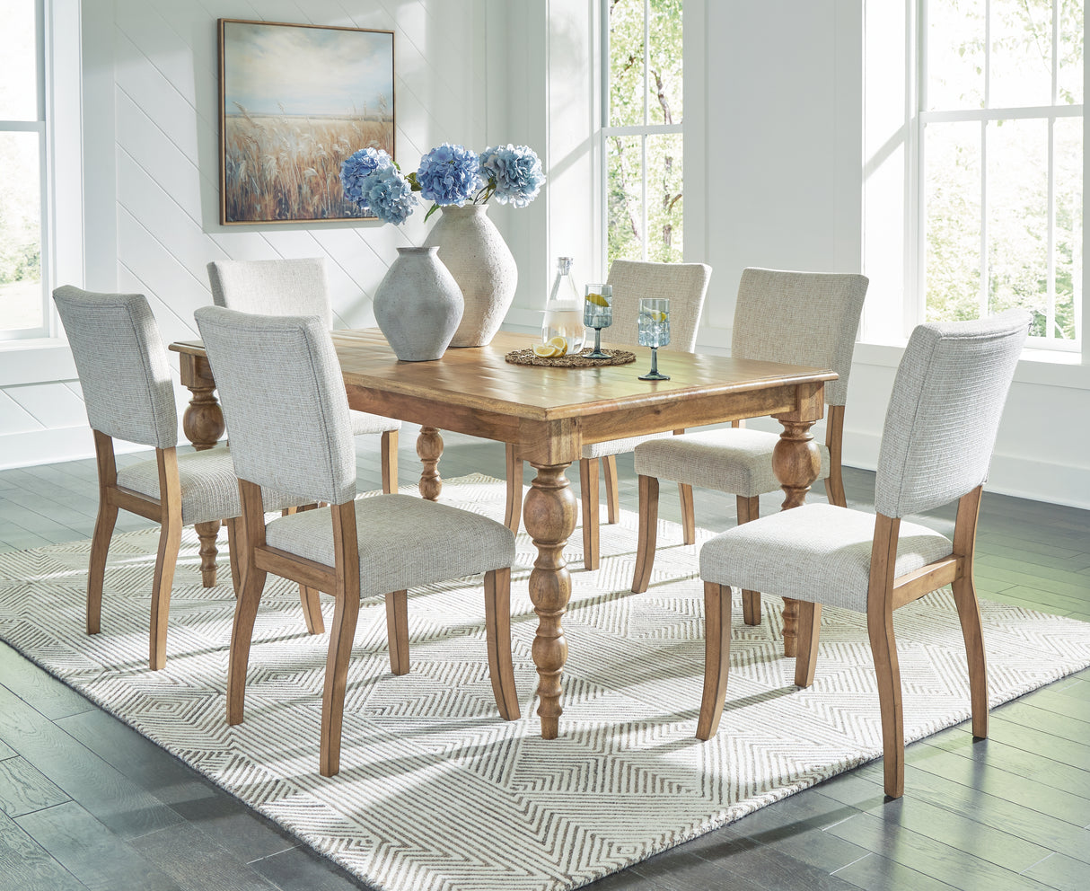 Rybergston Dining Table and 6 Chairs in Light Brown from Ashley - Luna Furniture