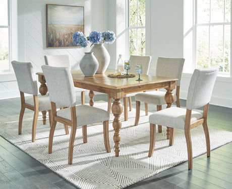 Rybergston Dining Table and 6 Chairs in Light Brown - PKG020803