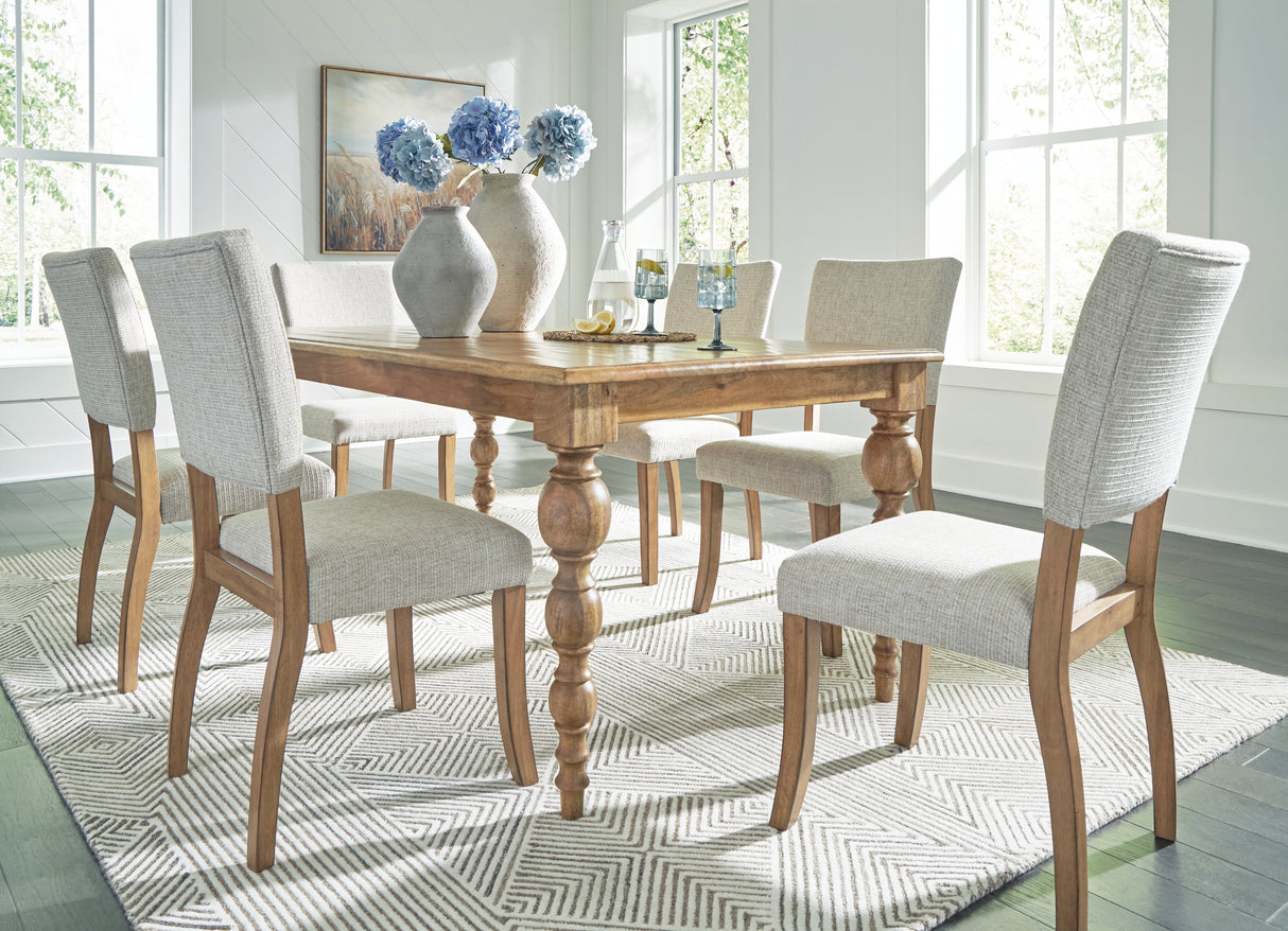 Rybergston Dining Table and 6 Chairs in Light Brown from Ashley - Luna Furniture