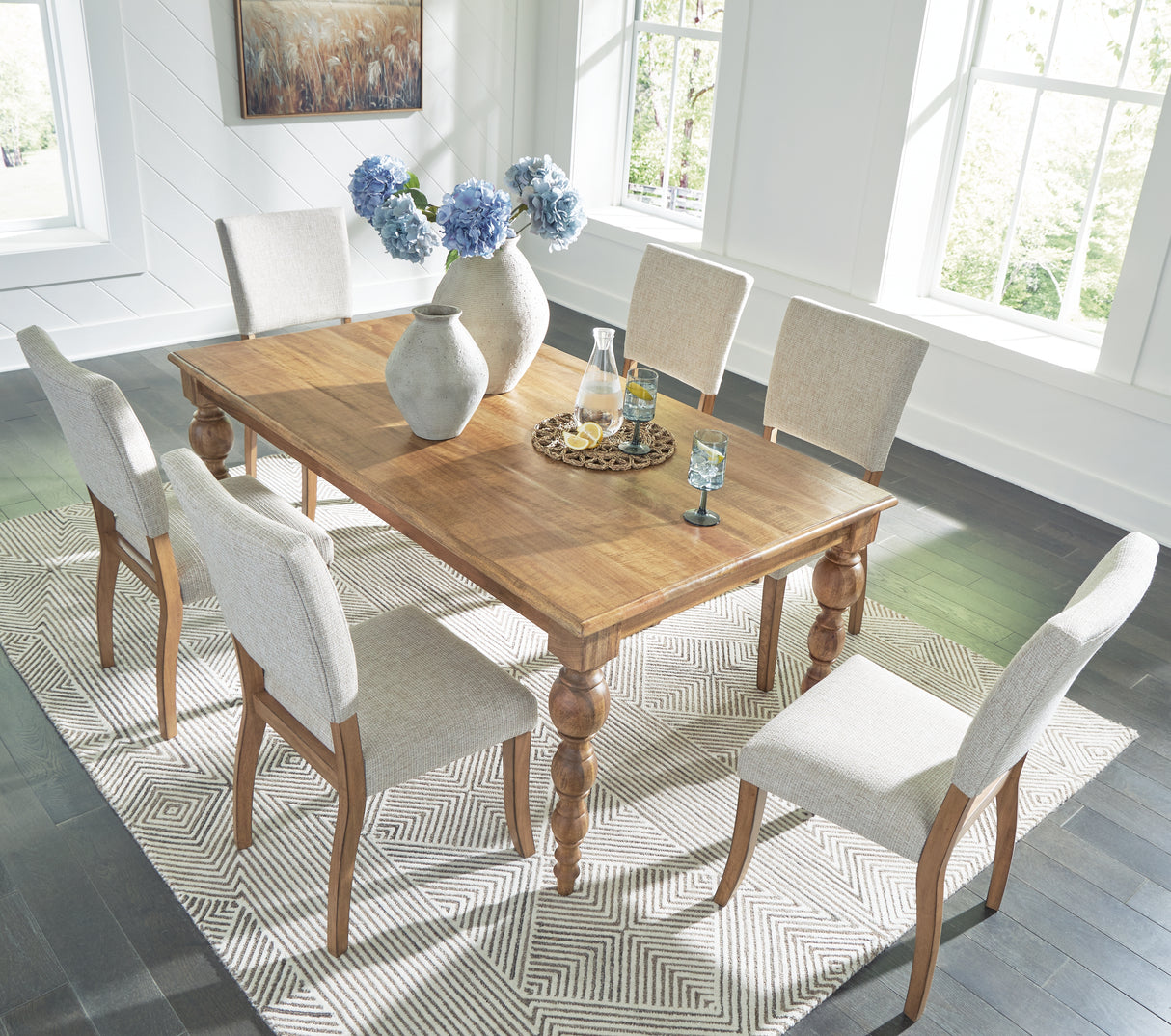 Rybergston Dining Table and 6 Chairs in Light Brown from Ashley - Luna Furniture