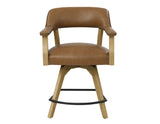 Rylie 24″ Counter Captains Chair, Natural Finish with Camel Vegan Leather from Steve Silver - Luna Furniture