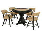 Rylie 48-inch Round Counter Dining Table with 4 Drawers and Game Top, Black Finish from Steve Silver - Luna Furniture