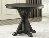 Rylie 48-inch Round Counter Dining Table with 4 Drawers and Game Top, Black Finish from Steve Silver - Luna Furniture