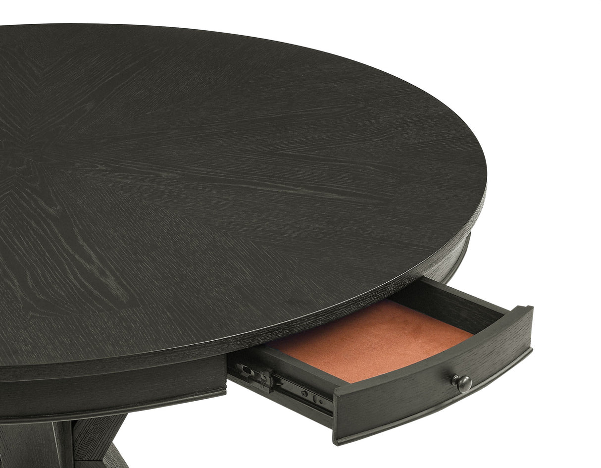 Rylie 48-inch Round Counter Dining Table with 4 Drawers, Black Finish from Steve Silver - Luna Furniture