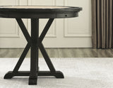 Rylie 48-inch Round Counter Dining Table with 4 Drawers, Black Finish from Steve Silver - Luna Furniture