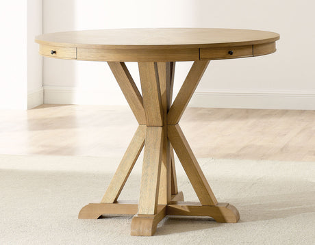 Rylie 48-inch Round Counter Dining Table with 4 Drawers, Natural Finish from Steve Silver - Luna Furniture