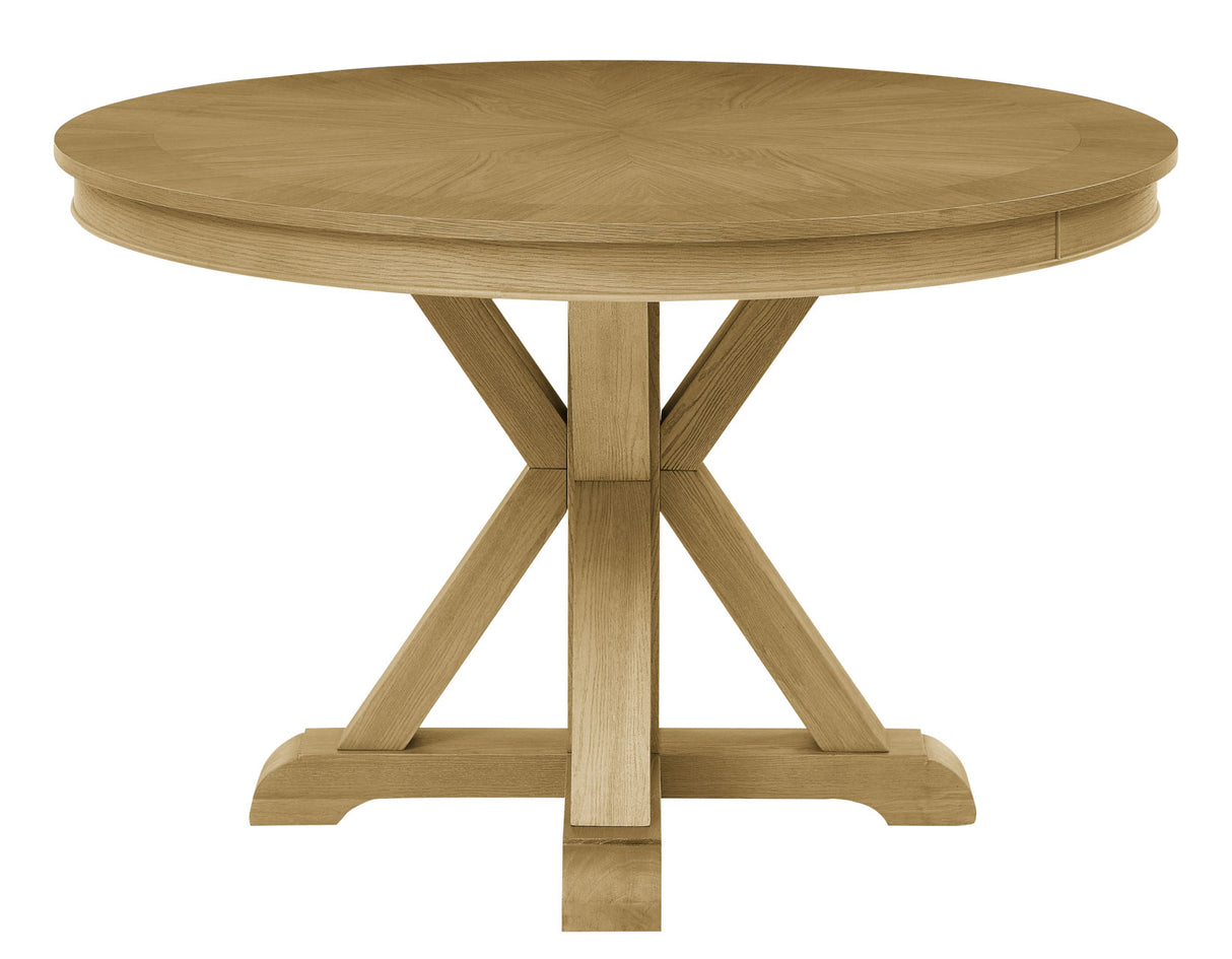 Rylie 48-inch Round Dining Table, Natural Finish - SET | RL500TT | RL500DB