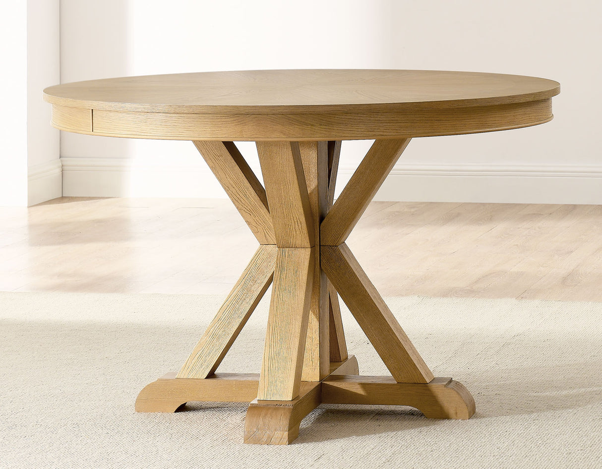 Rylie 48-inch Round Dining Table, Natural Finish - SET | RL500TT | RL500DB