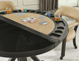 Rylie 48-inch Round Dining Table with Folding Game Top, Black Finish from Steve Silver - Luna Furniture