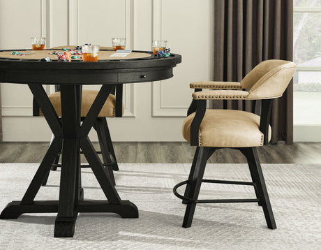 Rylie 6-PIece Counter Game Dining Set, Black Finish - SET | RL500KGT | RL600KTT | RL600KPB | RL600KACCT(4)