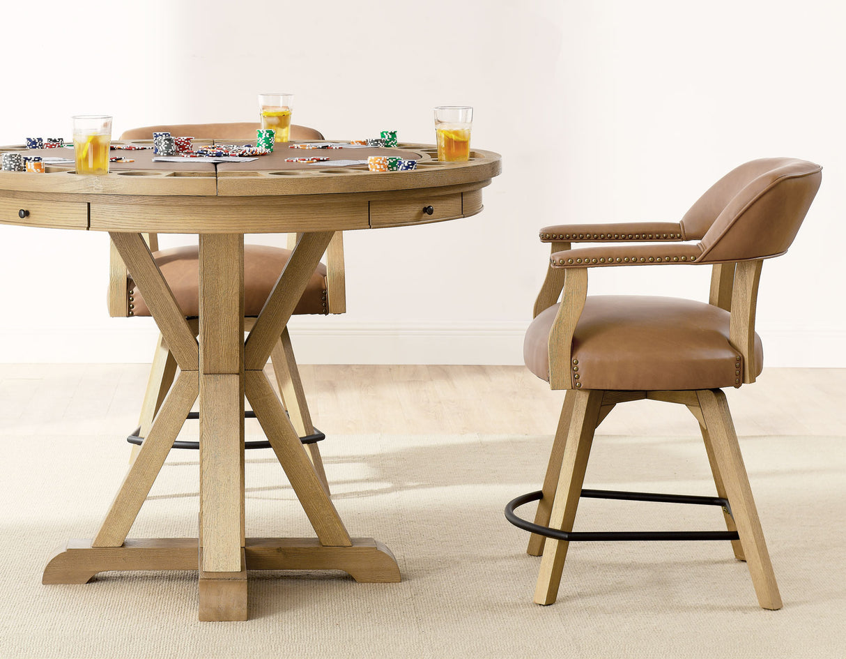 Rylie 6-Piece Counter Game Dining Set, Natural Finish from Steve Silver - Luna Furniture